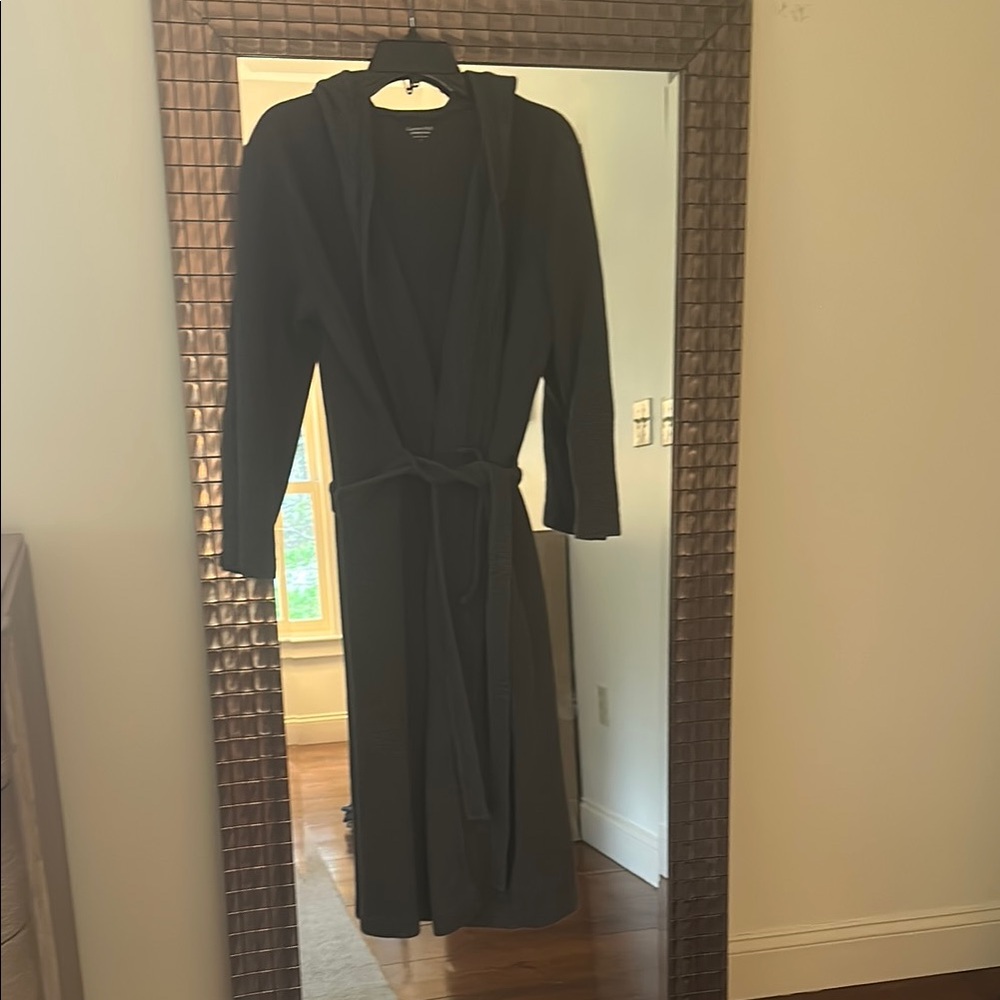 Gray waffle Hooded Robe from Garnett Hill